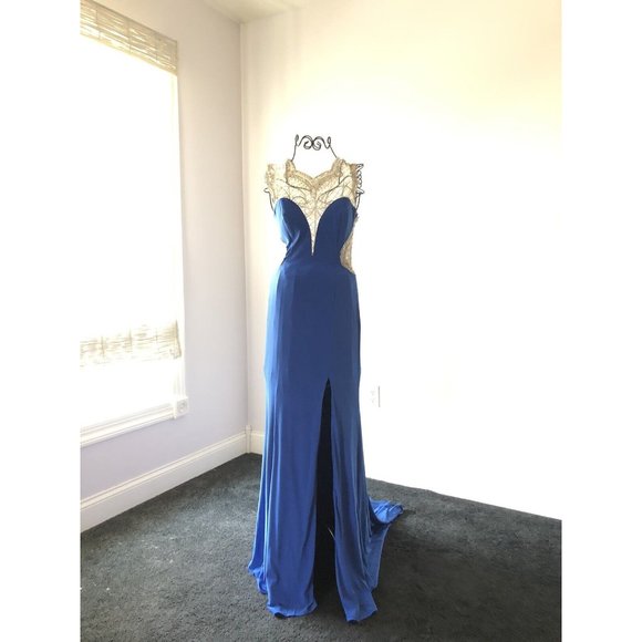 Cinderella Divine PROM EVENING BALL GOWN DRESS  Royal BLUE Sequin Sz 6 - Picture 3 of 13